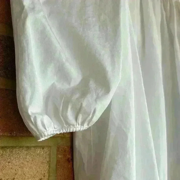 Weekend MaxMara Canasta cotton cold shoulder 3/4 Puff sleeve white top - Picture 6 of 8